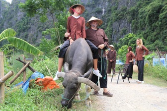 Khách Tây chi tiền triệu để cưỡi trâu, cấy lúa ở Ninh Bình