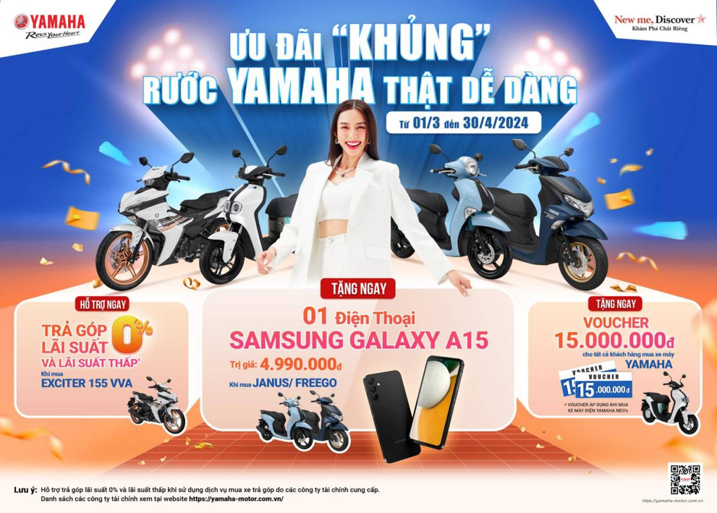 Ưu đãi mừng lễ lớn: Mua xe máy dễ dàng cùng Yamaha Motor Việt Nam - 1 Ưu đãi mừng lễ lớn: Mua xe máy dễ dàng cùng Yamaha Motor Việt Nam - 1