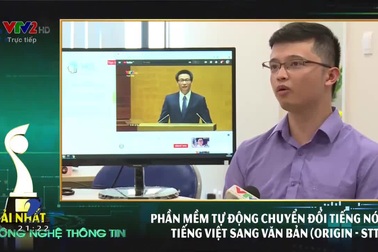 Đại diện nhóm tác giả Giải Nhất lĩnh vực CNTT chia sẻ về sản phẩm.