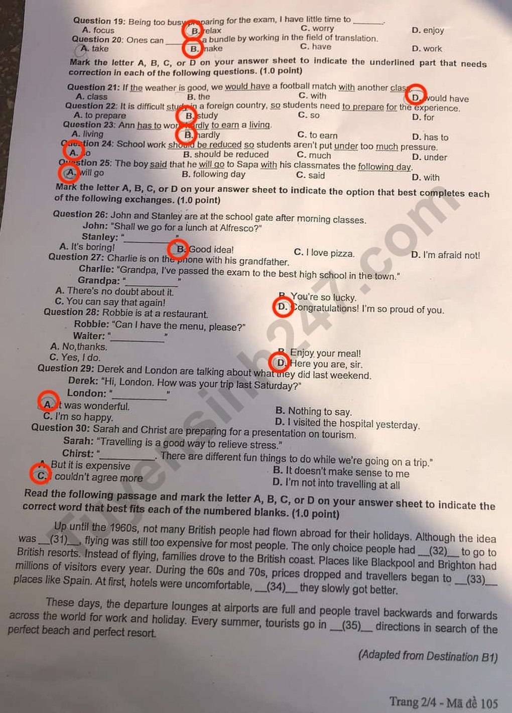 Đề thi và đáp án môn ngữ văn, tiếng Anh thi vào lớp 10 tỉnh Hải Dương 2024 - 6 Đề thi và đáp án môn ngữ văn, tiếng Anh thi vào lớp 10 tỉnh Hải Dương 2024 - 6