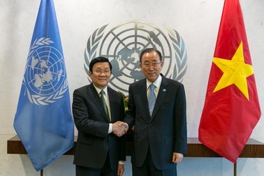 Chủ tịch nước Trương Tấn Sang hội kiến Tổng Thư ký Liên hợp quốc