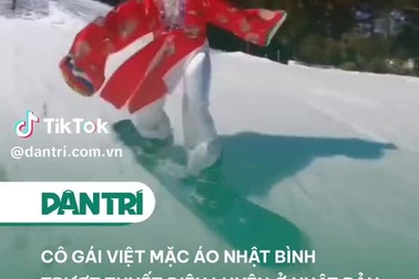 Cô gái Việt mặc áo nhật bình trượt tuyết điêu luyện ở Nhật Bản gây sốt