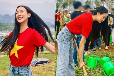 Dàn Hoa hậu, Á hậu bị chê "làm màu" vì mặc đồ trắng, xõa tóc khi trồng cây