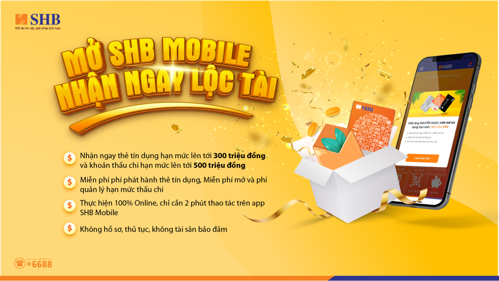 Sở hữu hạn mức thấu chi và thẻ tín dụng tới 500 triệu đồng với SHB Mobile - 1
