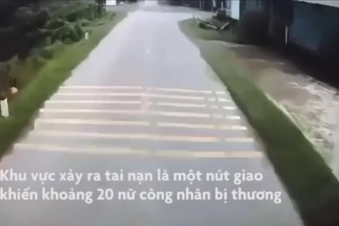 Clip cú va chạm kinh hoàng giữa xe tải và xe khách chở công nhân