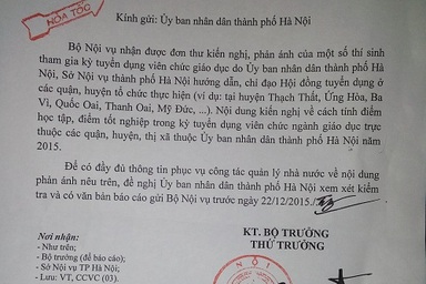 Vụ lùm xùm xét tuyển viên chức: Bộ Nội vụ gửi công văn hỏa tốc cho Hà Nội
