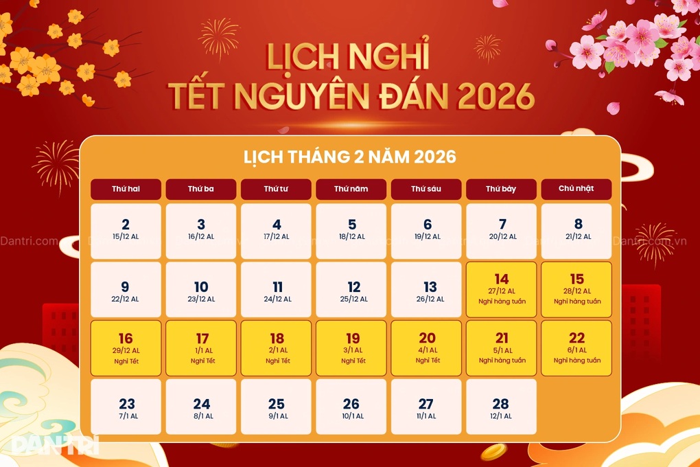 Trình Chính phủ lịch nghỉ Tết Nguyên đán 2026 kéo dài 9 ngày - 1 Trình Chính phủ lịch nghỉ Tết Nguyên đán 2026 kéo dài 9 ngày - 1