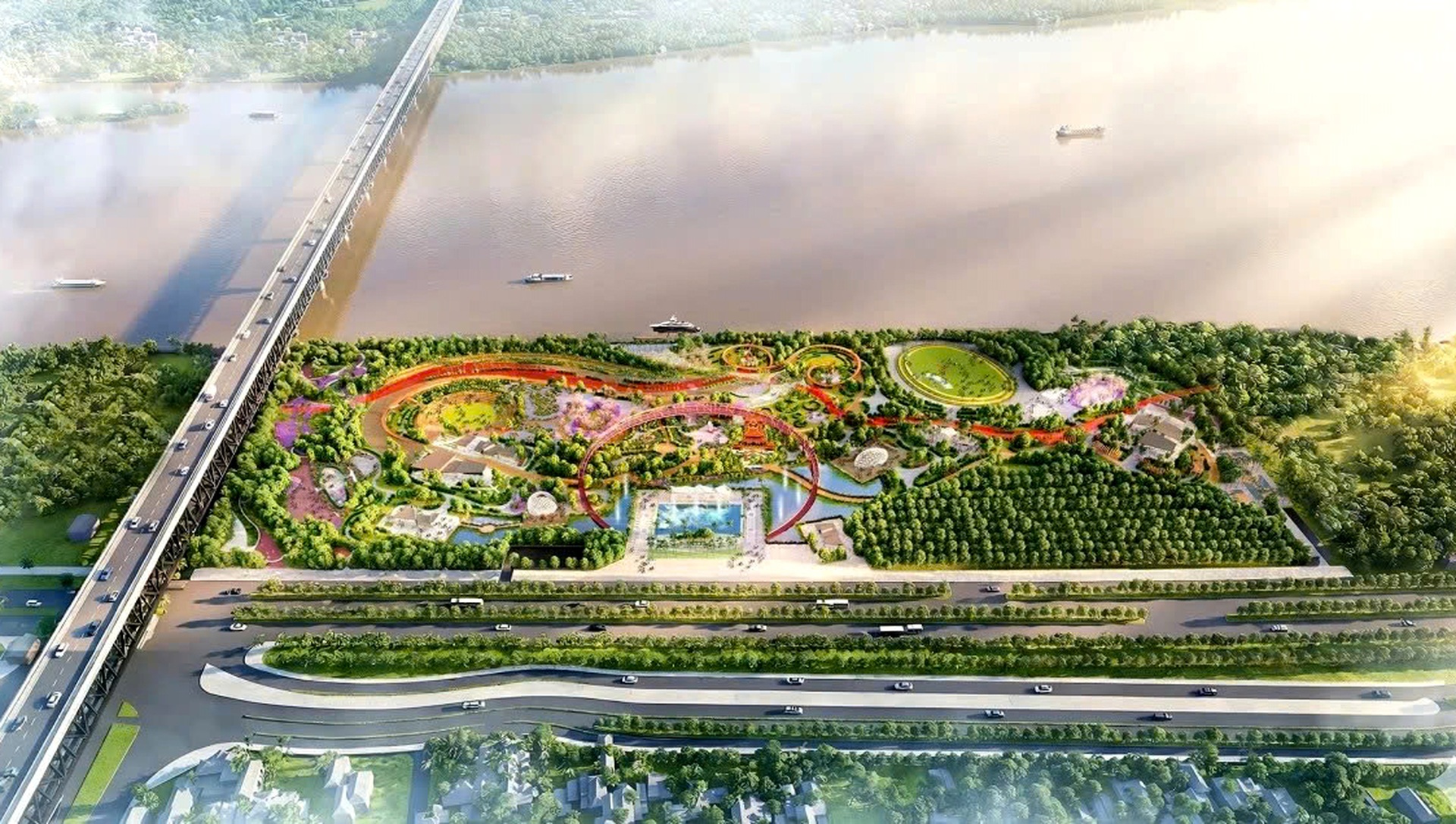 Đang xây dựng công viên đầu tiên trên trục đại lộ cảnh quan sông Hồng - 3