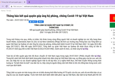 Kiều bào Australia quyên góp ủng hộ phòng, chống dịch Covid-19 tại Việt Nam