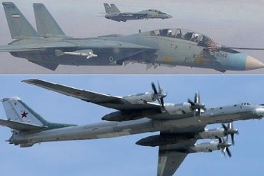 F-14 Tomcat Mỹ hộ tống Tu-95MS Nga phóng tên lửa đánh IS