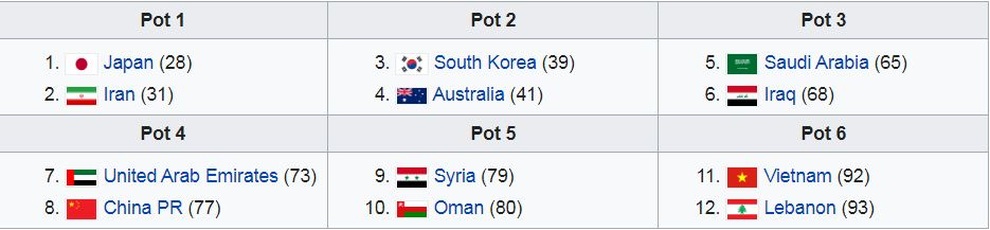 Xác định các đối thủ của tuyển Việt Nam ở vòng loại thứ ba World Cup - 3 Xác định các đối thủ của tuyển Việt Nam ở vòng loại thứ ba World Cup - 3