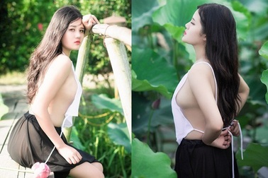 Tranh cãi bộ ảnh thiếu nữ hở bạo bên sen đầu mùa