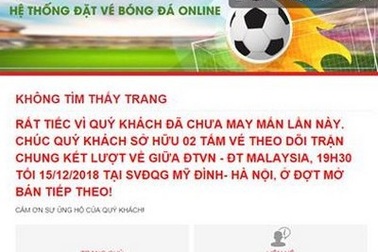 Trang web của VFF lại “sập” ngay khi vừa mở bán trực tuyến trận chung kết AFF Cup