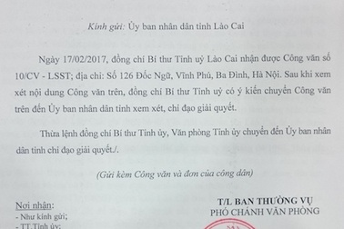 Luật sư “kêu cầu” quyền lợi cho dân, Bí thư tỉnh uỷ chuyển công văn đề nghị Uỷ ban tỉnh Lào Cai giải quyết