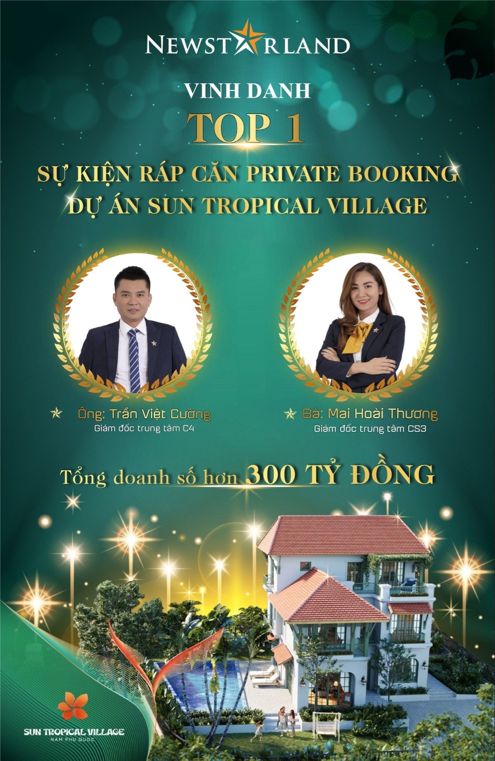 NewstarLand - đại lý có doanh số cao nhất biệt thự Sun Tropical Village Phú Quốc - 1 NewstarLand - đại lý có doanh số cao nhất biệt thự Sun Tropical Village Phú Quốc - 1
