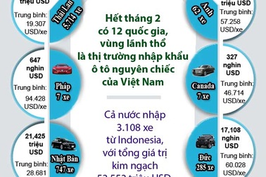 Infographics: 12 thị trường cung cấp ô tô nguyên chiếc vào Việt Nam