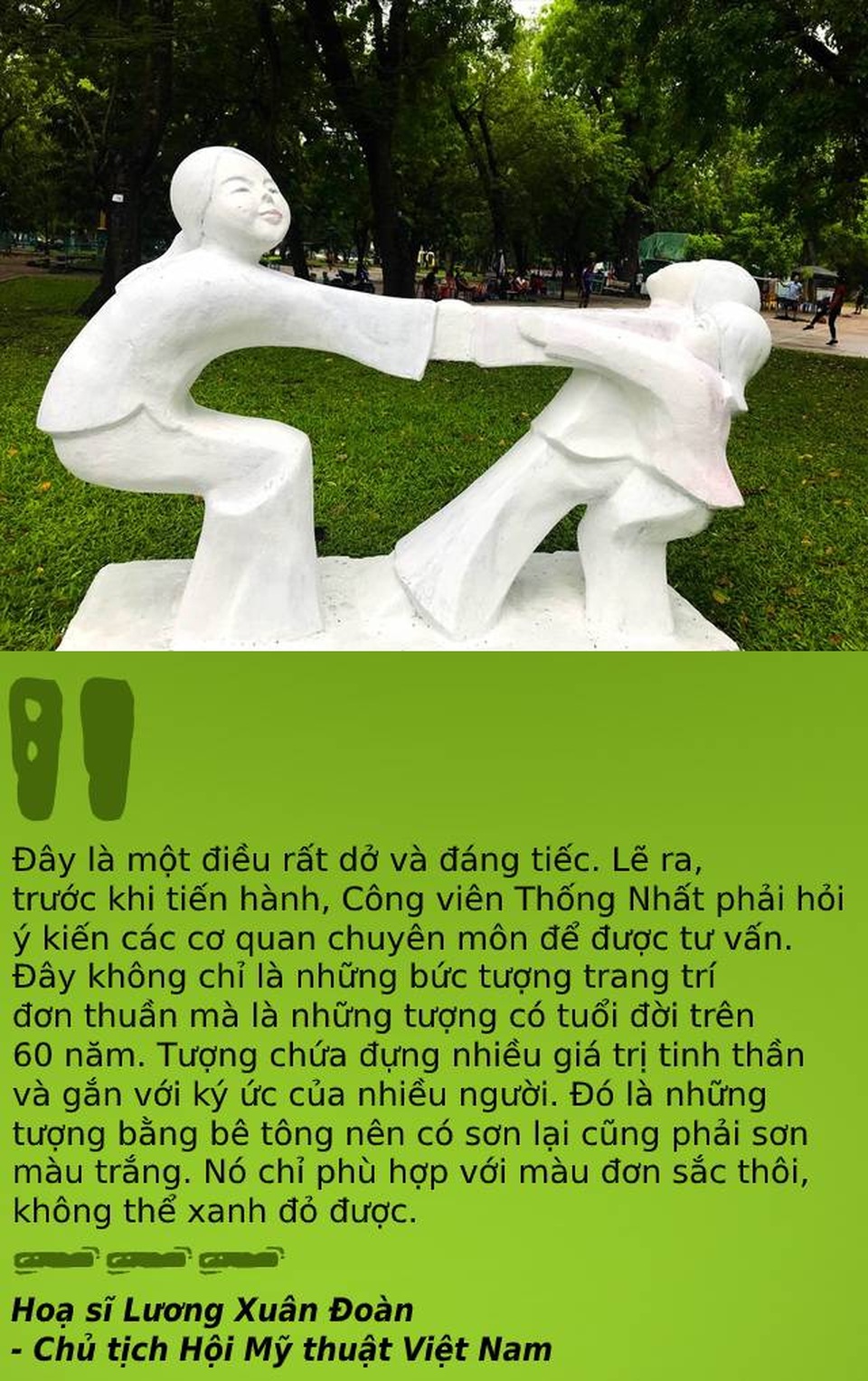 Thay “màu áo mới”, tượng trong công viên Thống Nhất… “nổi” nhất tuần qua - 2 Thay “màu áo mới”, tượng trong công viên Thống Nhất… “nổi” nhất tuần qua - 2