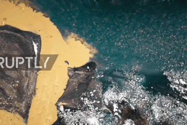 Khoảnh khắc hai sông gặp nhau nhưng dòng nước vẫn tách làm đôi