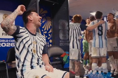 Messi và đồng đội mở hội trong phòng thay đồ sau trận thắng Ai Cập