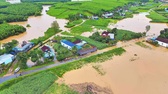 Một góc xã Nghĩa Lộc nhìn từ trên cao bị nước lũ bao vây