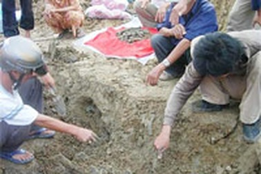 Khai quật hố chôn tập thể hài cốt liệt sỹ
