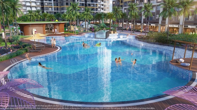 Chuỗi hồ bơi Malibu giữa nội khu mở ra không gian thư giãn tuyệt vời cho cư dân Glory Heights.