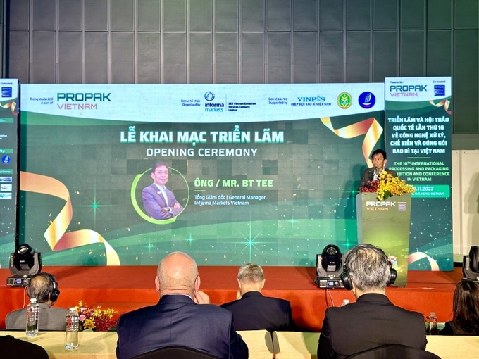 Ông BT Tee - Tổng Giám đốc Công ty Informa Markets Việt Nam - Đơn vị tổ chức ProPak Vietnam phát biểu.