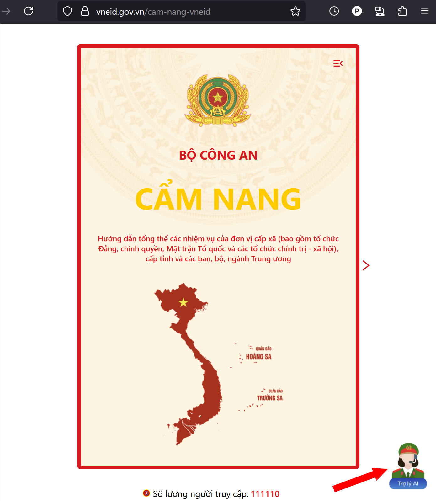 Hướng dẫn sử dụng trợ lý ảo AI của Bộ Công an tra cứu thủ tục hành chính - 1 Hướng dẫn sử dụng trợ lý ảo AI của Bộ Công an tra cứu thủ tục hành chính - 1