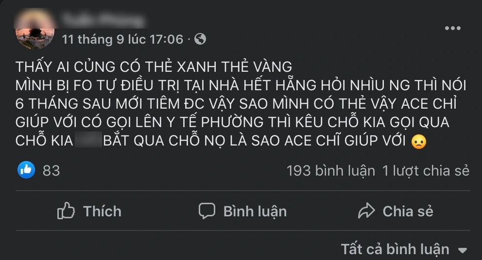 F0 tự điều trị tại nhà lo thất nghiệp dài vì chưa được cấp thẻ xanh Covid - 2 F0 tự điều trị tại nhà lo thất nghiệp dài vì chưa được cấp thẻ xanh Covid - 2