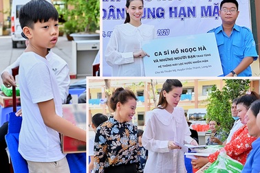 Hồ Ngọc Hà, con trai Subeo trao nước sạch cho miền Tây sau giãn cách xã hội