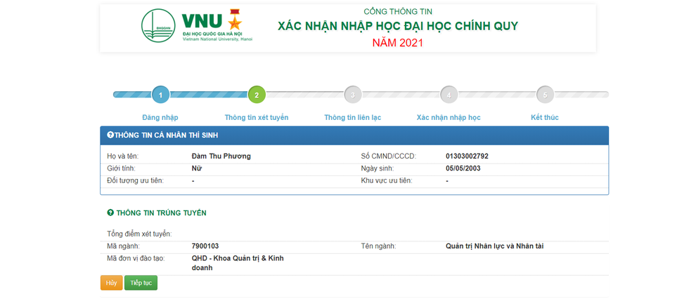 Thí sinh xác nhận nhập học trực tuyến vào ĐH Quốc gia Hà Nội từ ngày 17/9 - 3 Thí sinh xác nhận nhập học trực tuyến vào ĐH Quốc gia Hà Nội từ ngày 17/9 - 3