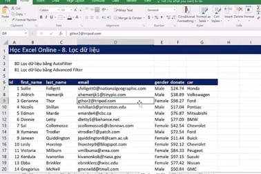 Học tin học Excel: Lọc dữ liệu hiệu quả bằng Autofilter