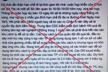 Xử lý 2 trường hợp hoang tin thành phố Hà Nội "vỡ trận" chống Covid-19