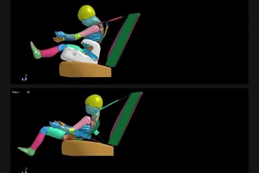 Mô phỏng lực tác động của dây an toàn tới trẻ khi có và không có ghế nâng