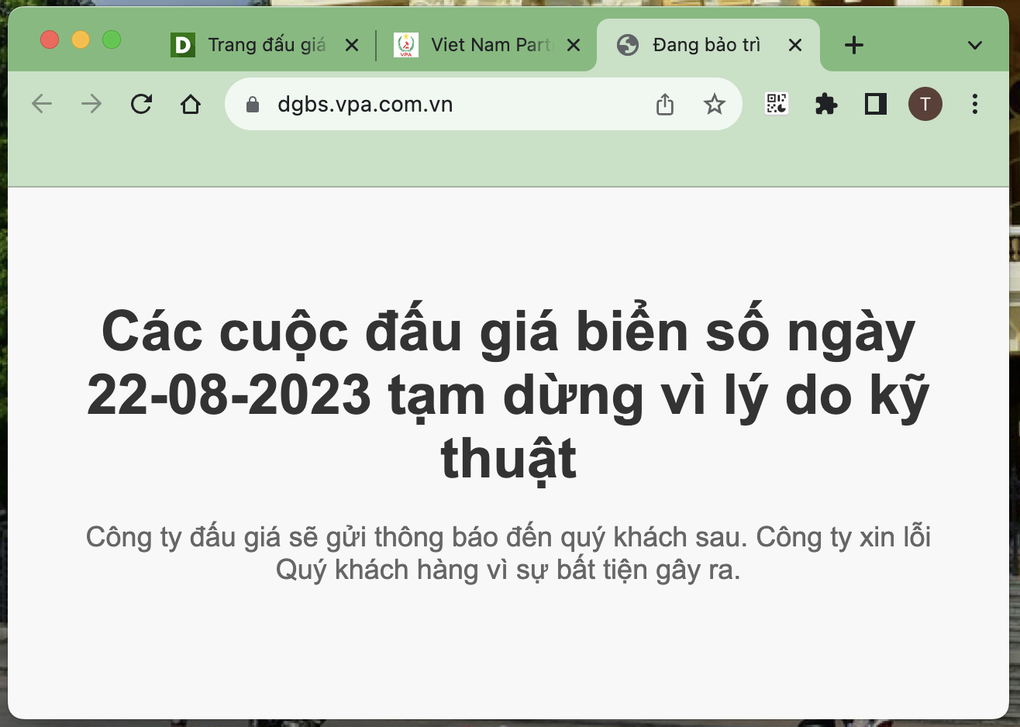 Trang đấu giá biển số ô tô tê liệt, nhiều người không thể truy cập - 1 Trang đấu giá biển số ô tô tê liệt, nhiều người không thể truy cập - 1