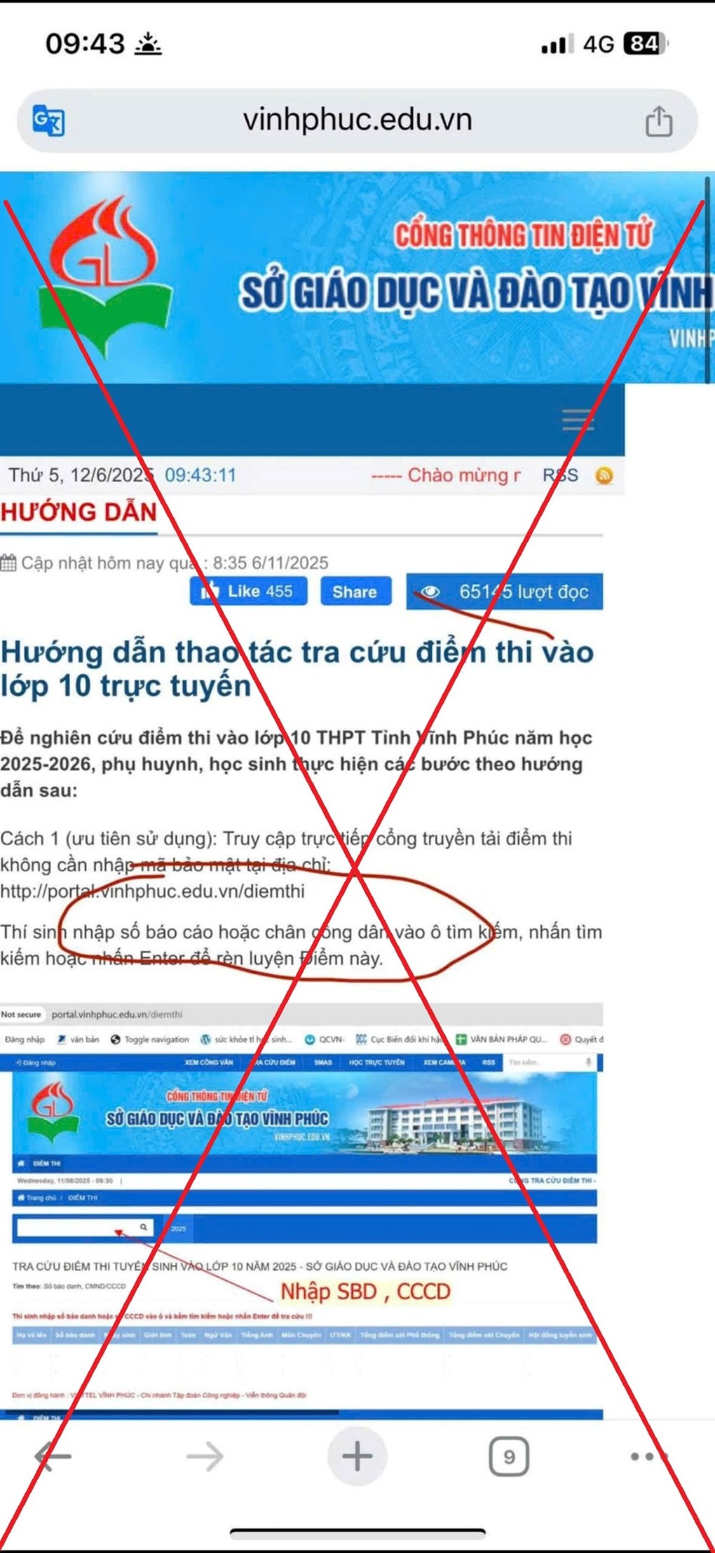Cảnh báo link giả, lừa đảo về tra cứu điểm thi lớp 10 - 1 Cảnh báo link giả, lừa đảo về tra cứu điểm thi lớp 10 - 1