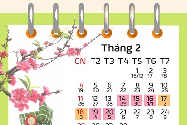 Bộ lịch các ngày Lễ, Tết trong năm 2018