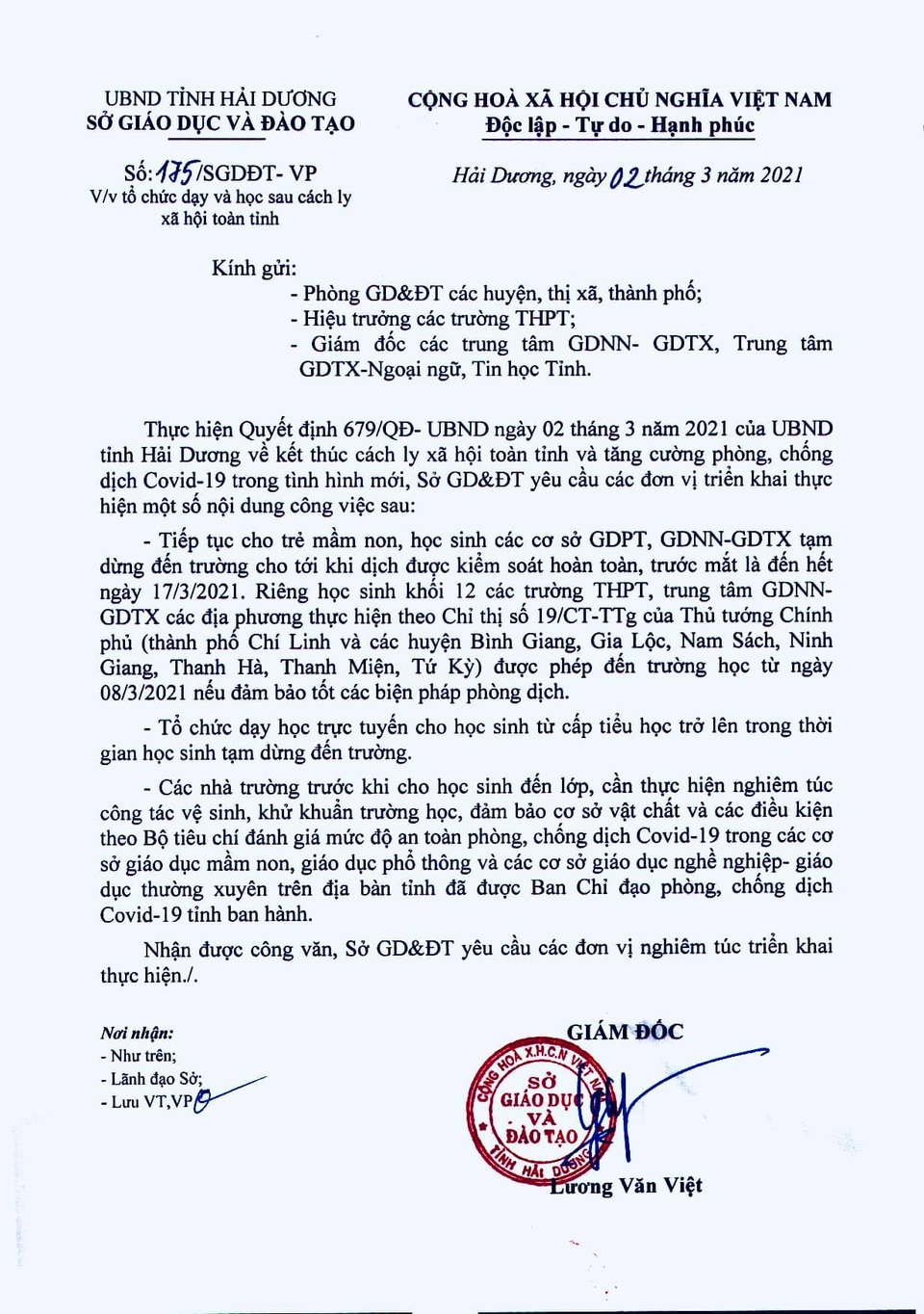 Hải Dương: Học sinh một số khu vực tiếp tục nghỉ học để phòng chống dịch - 3 Hải Dương: Học sinh một số khu vực tiếp tục nghỉ học để phòng chống dịch - 3