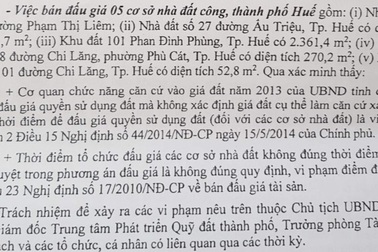 Thất thoát nhiều tỷ đồng từ bán đấu giá đất công tại TP Huế