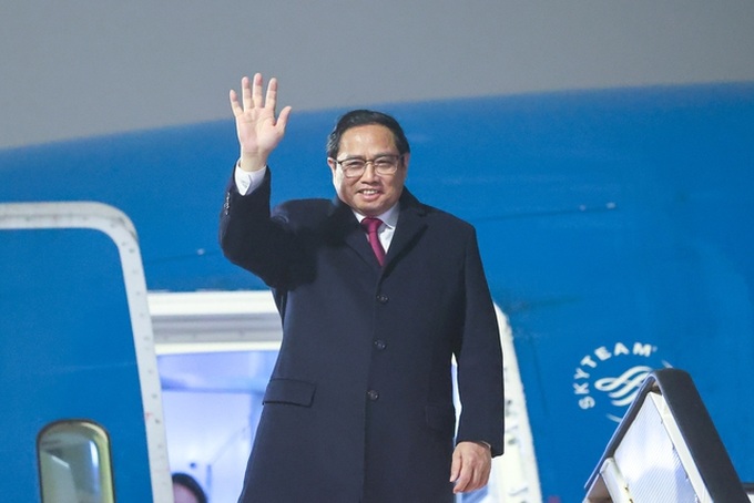 Thủ tướng Chính phủ Phạm Minh Chính và Đoàn đại biểu cấp cao Việt Nam bắt đầu thăm chính thức Vương quốc Hà Lan theo lời mời của Thủ tướng Hà Lan Mark Rutte - Ảnh: VGP/Nhật Bắc.