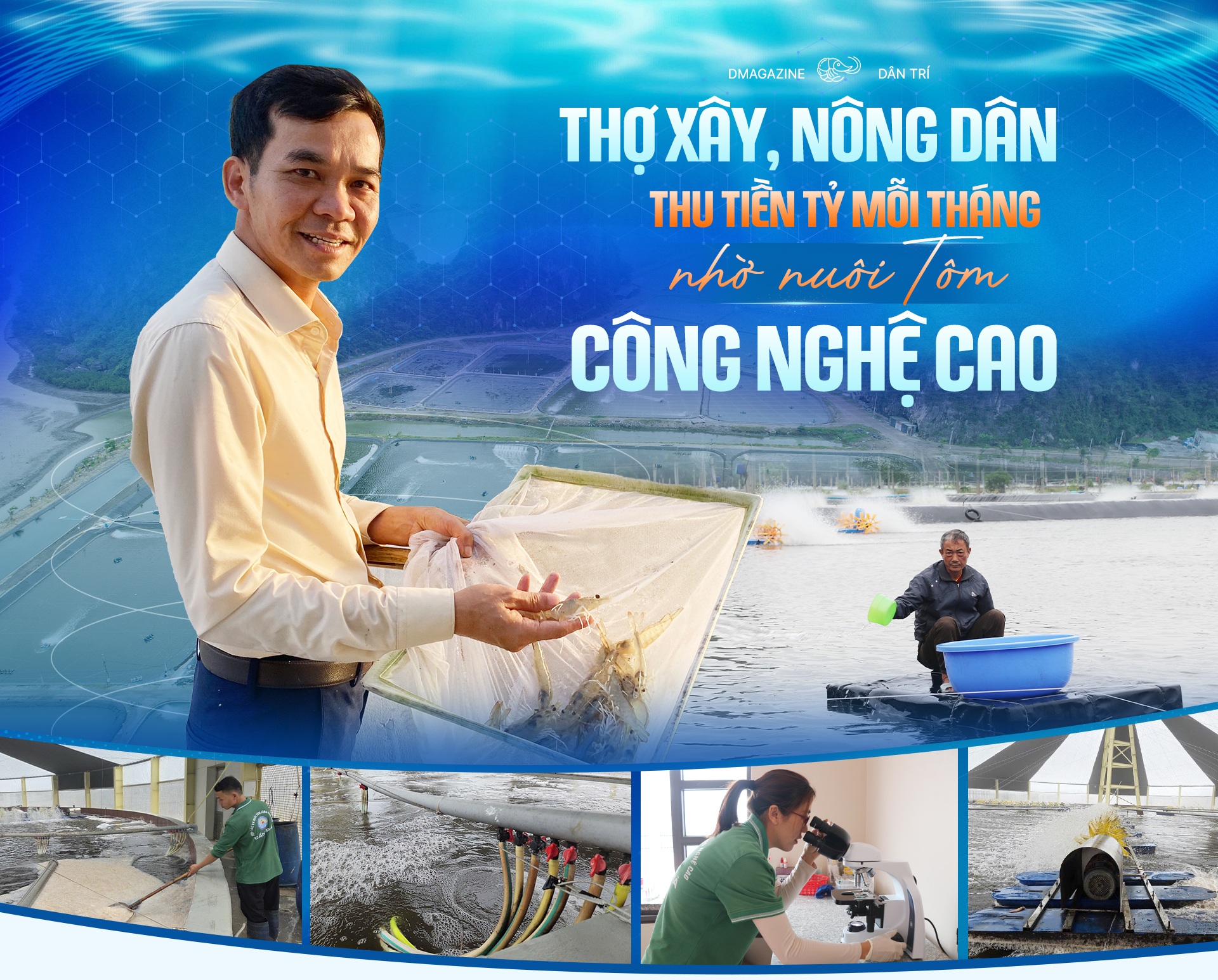 Thợ xây, nông dân thu tiền tỷ mỗi tháng nhờ nuôi tôm công nghệ cao