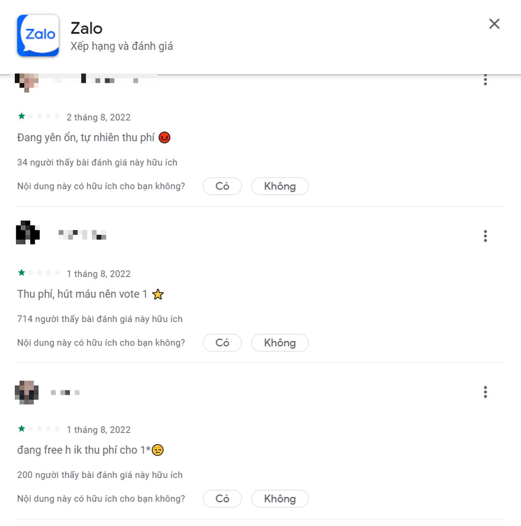 Nhiều người dùng đã đánh giá ứng dụng Zalo Nhiều người dùng đã đánh giá ứng dụng Zalo