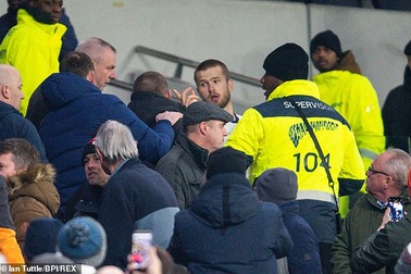 Cầu thủ Tottenham lao lên khán đài đánh nhau với cổ động viên