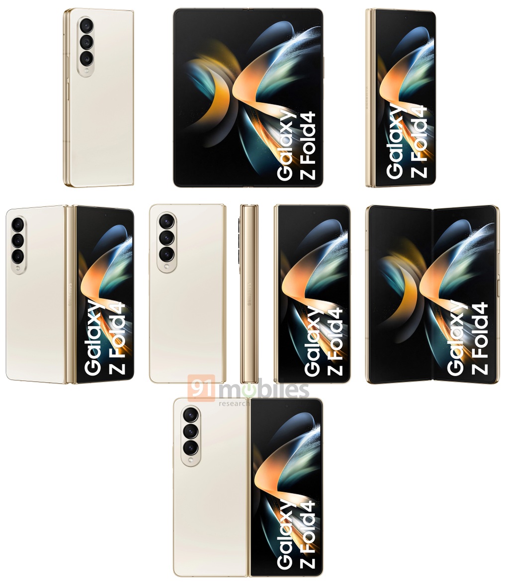 Không thay đổi nhiều về thiết kế bên ngoài, Galaxy Z Fold4 sẽ có thêm tùy chọn màu be (Ảnh: 91Mobiles). Không thay đổi nhiều về thiết kế bên ngoài, Galaxy Z Fold4 sẽ có thêm tùy chọn màu be (Ảnh: 91Mobiles).