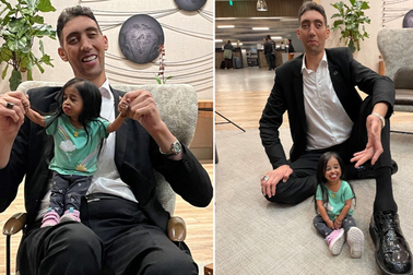 Cuộc hội ngộ giữa người đàn ông cao nhất và người phụ nữ thấp nhất thế giới