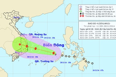 Bão số 4 vào Biển Đông, hướng Bình Định - Khánh Hòa