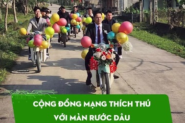 Cộng đồng mạng thích thú với màn rước dâu bằng dàn xe Cub