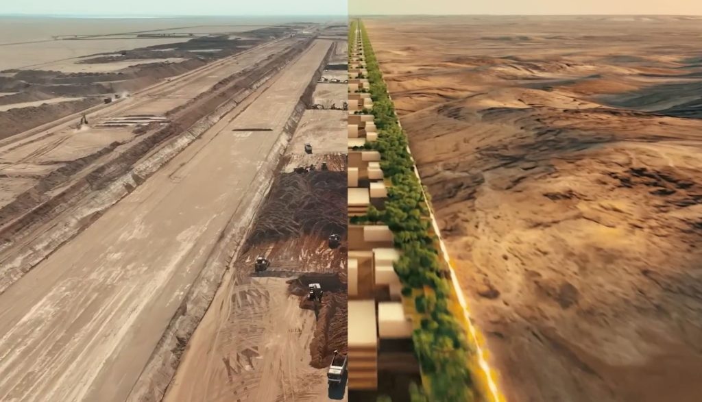 Dự kiến công trình sẽ có chiều dài khoảng 170km, trải rộng từ dãy núi ở tây bắc Arab Saudi tới Biển Đỏ (Ảnh: National).