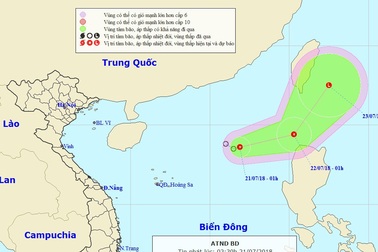 Ảnh hưởng áp thấp nhiệt đới, phía Bắc Biển Đông có mưa giông mạnh