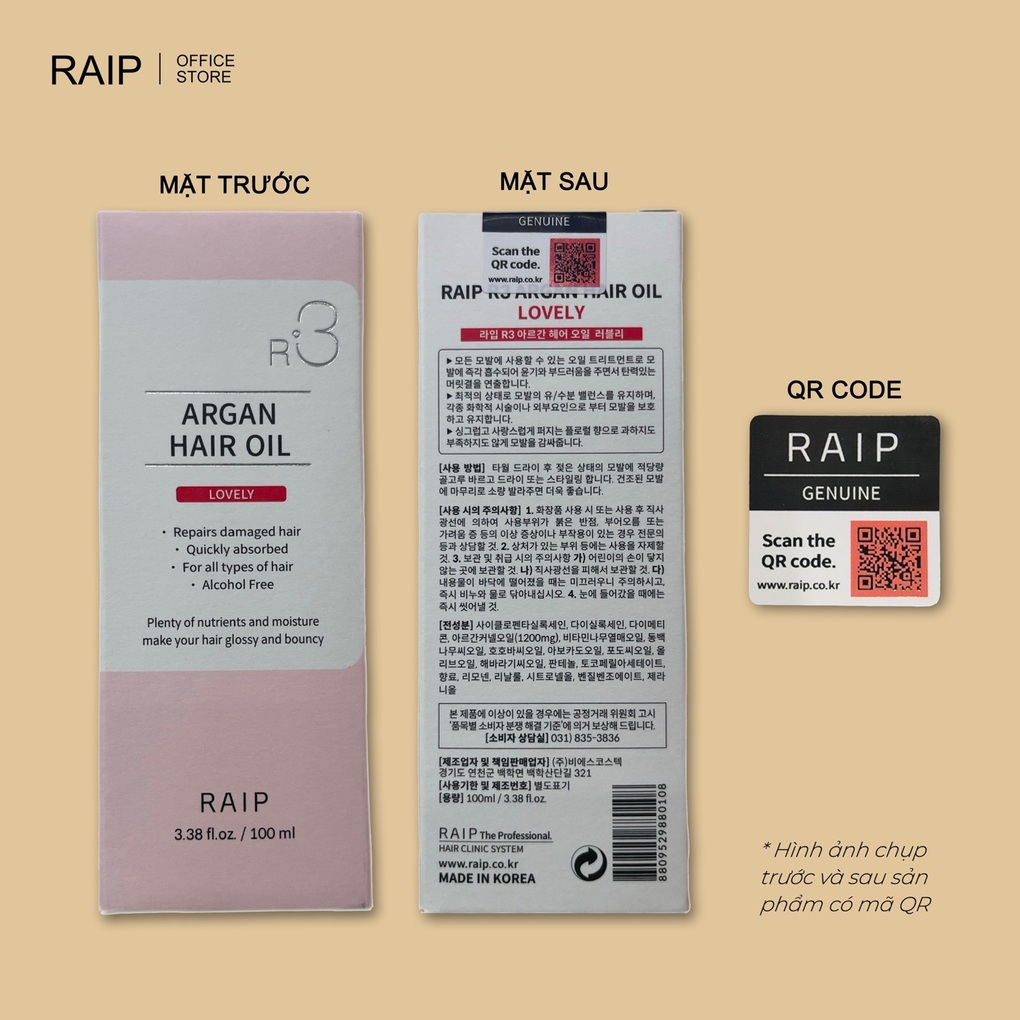 Dưỡng tóc Hàn Quốc ARGAN RAIP R3: Có diện mạo mới, có mã QR check hàng chính hãng - 5 Dưỡng tóc Hàn Quốc ARGAN RAIP R3: Có diện mạo mới, có mã QR check hàng chính hãng - 5